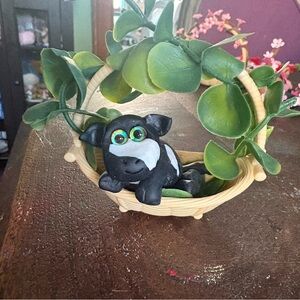 Handcrafted Newborn Cow Figurine in Basket